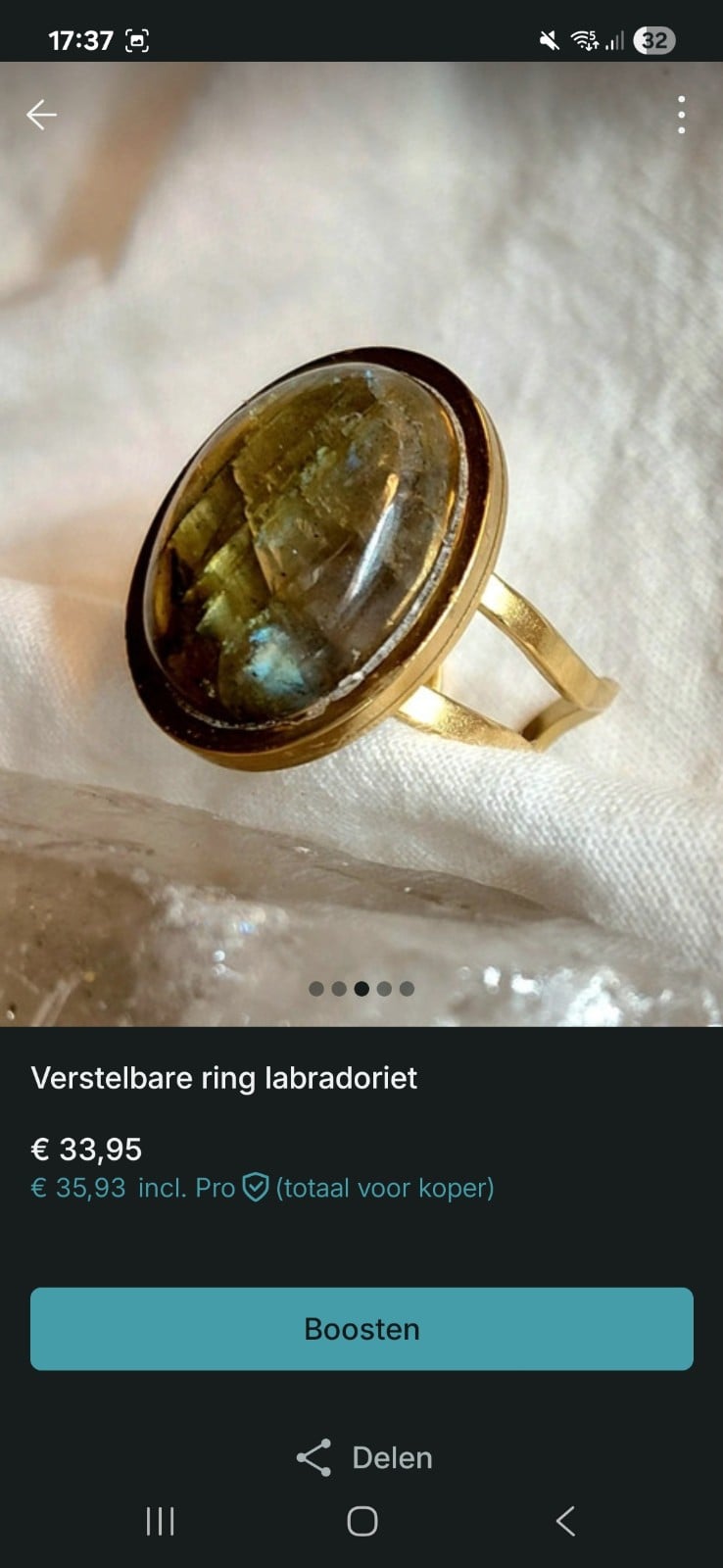 Verstelbare ring met labradoriet - 142568 Verstelbare ring met labradoriet
