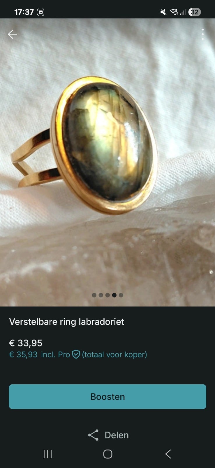 Verstelbare ring met labradoriet - 142569 Verstelbare ring met labradoriet