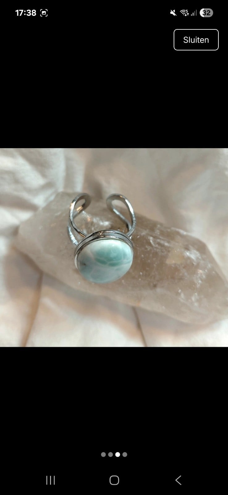 Verstelbare ring met Larimar