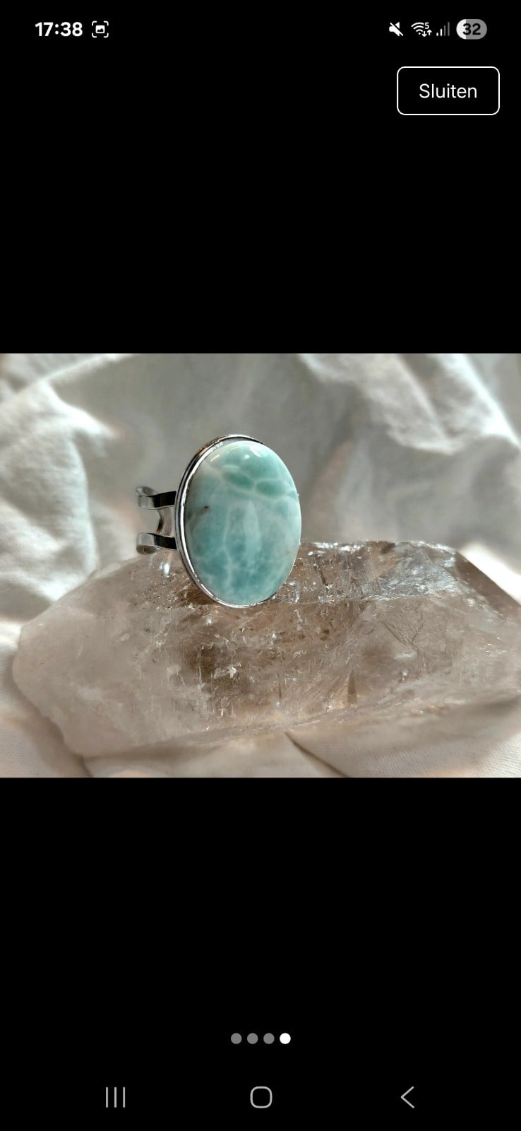 Verstelbare ring met Larimar