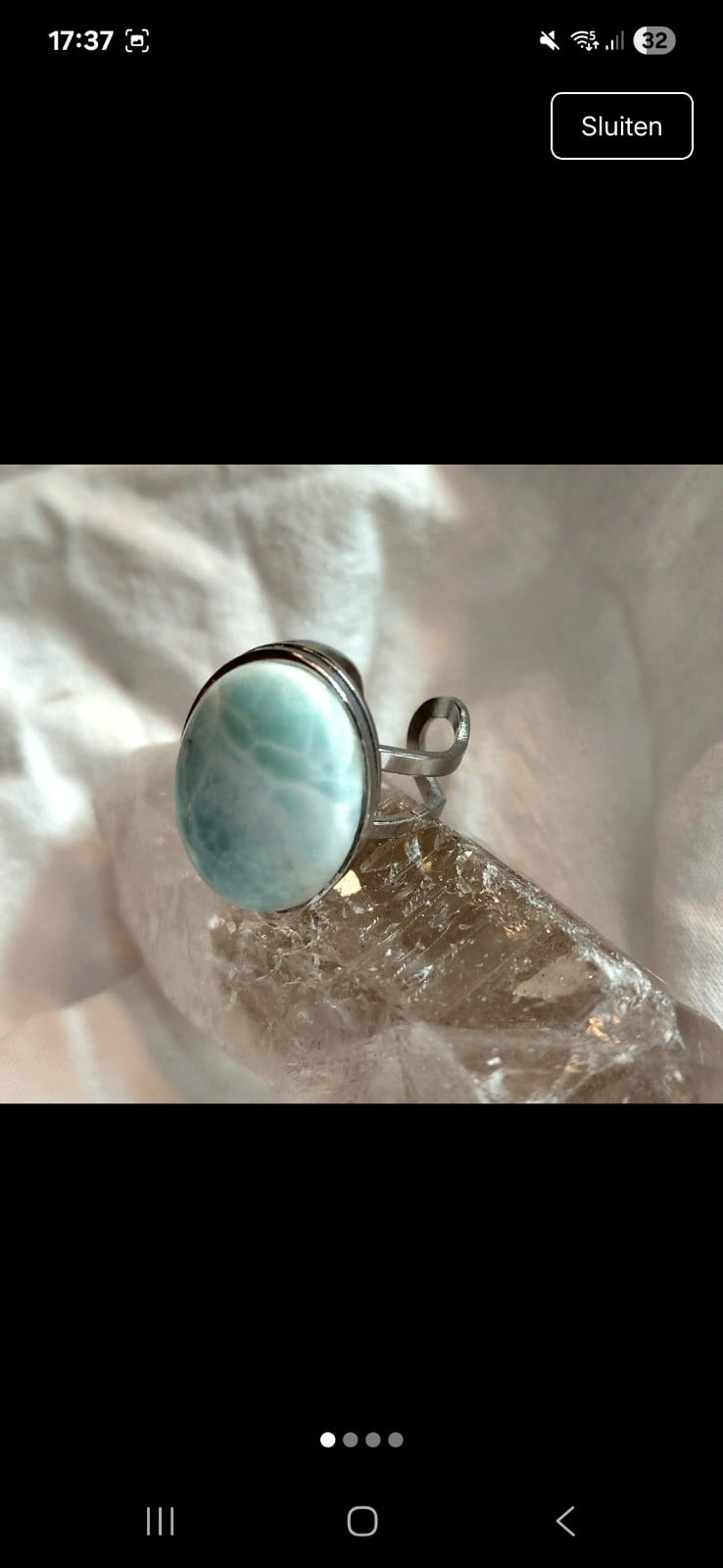 Verstelbare ring met Larimar