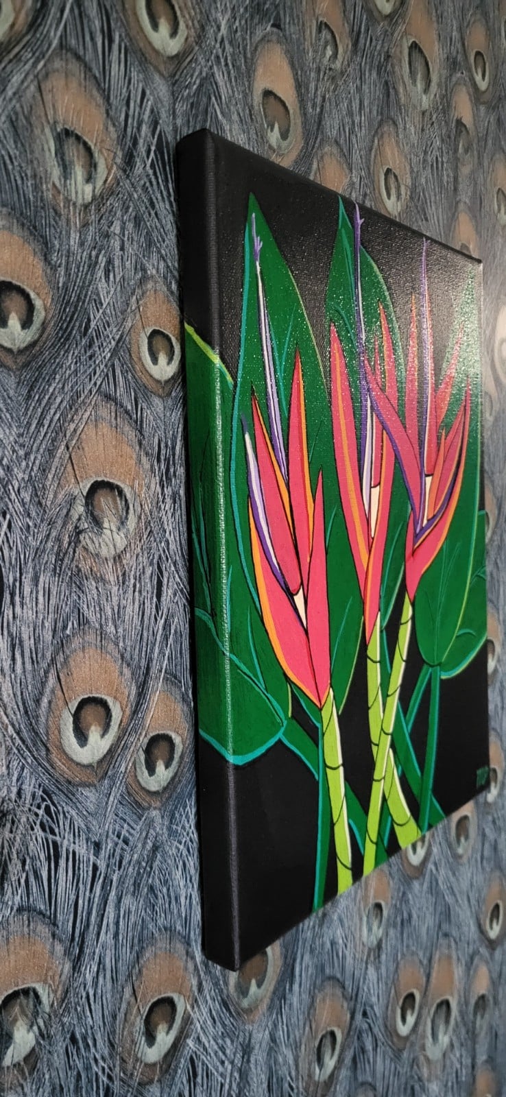 Canvas op hout 'Strelizia' origineel acryl schilderij 30x24 - 150546 Canvas op hout 'Strelizia' origineel acryl schilderij 30x24