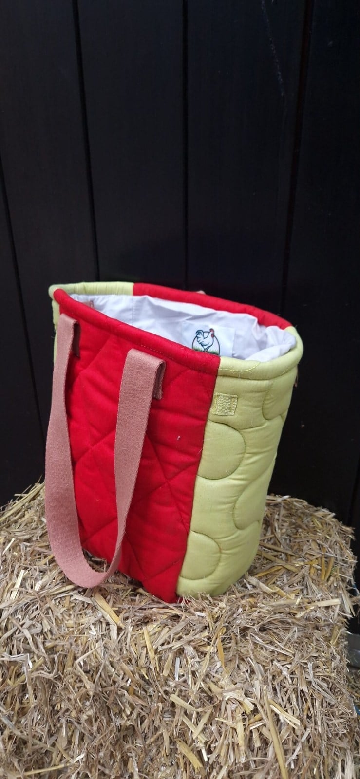 Andalusier schoudertas van een gebruikt zadeldekje, limegroen en rood - 149267 Andalusier schoudertas van een gebruikt zadeldekje, limegroen en rood