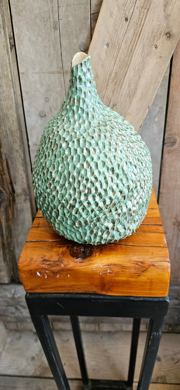 Organisch keramisch vaasobject – Turquoise Skin - 148141 Organisch keramisch vaasobject – Turquoise Skin