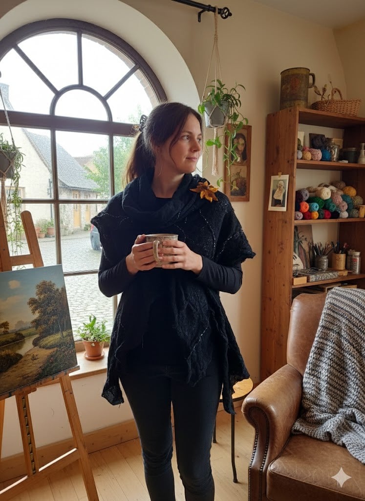 Titel: Artistiek Handgevilt Statement Vest – Uniek Design met Fonke… - 113063 Titel: Artistiek Handgevilt Statement Vest – Uniek Design met Fonkelende Rug-Art