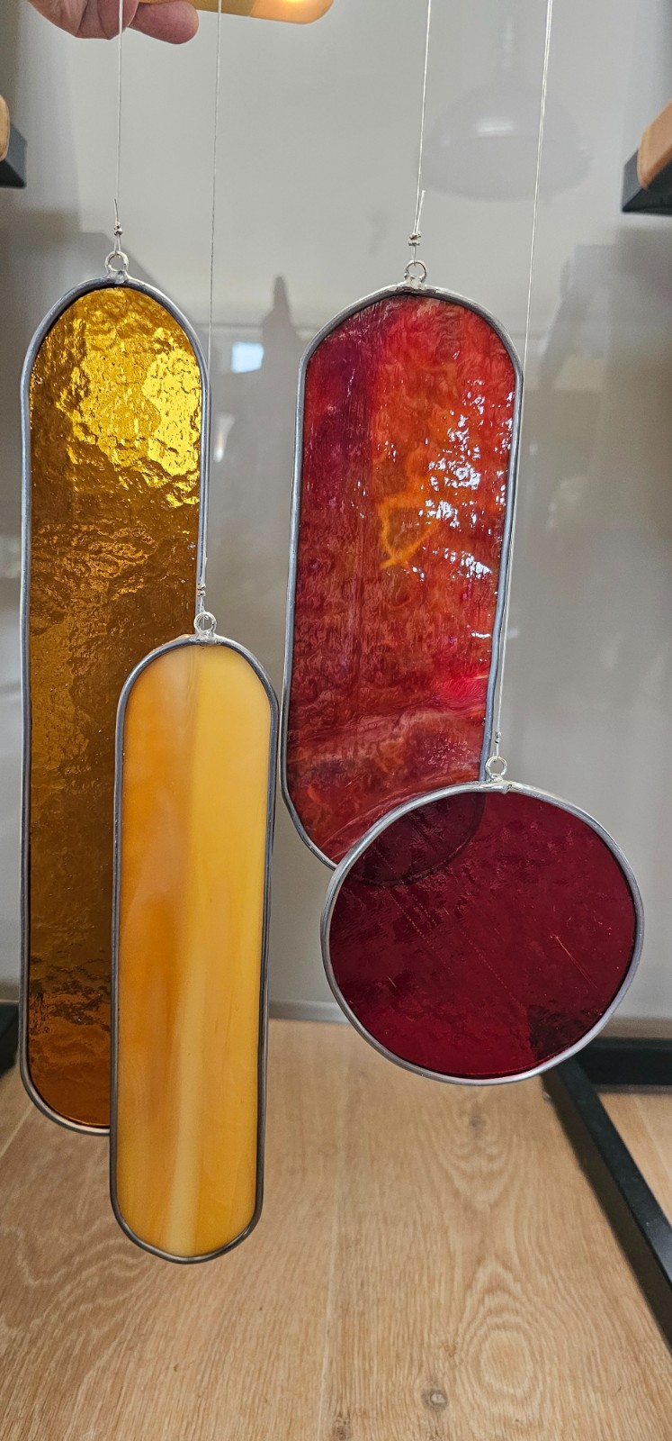 Modern Glas in lood object. Yellow/ Orange/Red