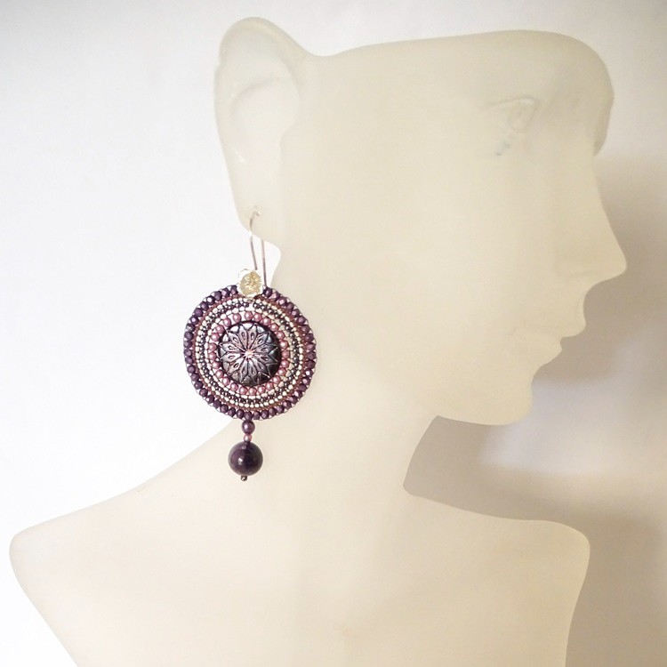 Paarse Bohemian oorbellen met Tsjechisch glas & amethist – 925 zilv… - 143756 Paarse Bohemian oorbellen met Tsjechisch glas & amethist – 925 zilver