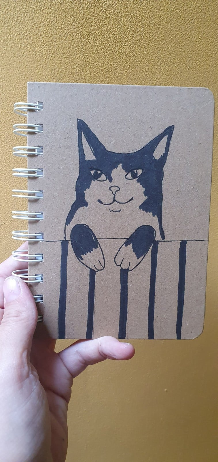 dagboek gelinieerd, met originele kattentekening (geen print)