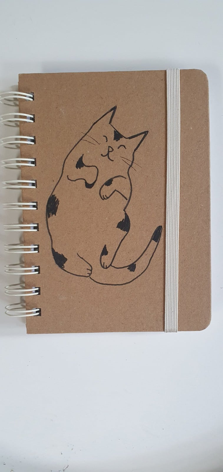 dagboek met kat op zijn rug, gelinieerd, met originele kattentekenin… - 108928 dagboek met kat op zijn rug, gelinieerd, met originele kattentekening (geen print), opschrijfboekje