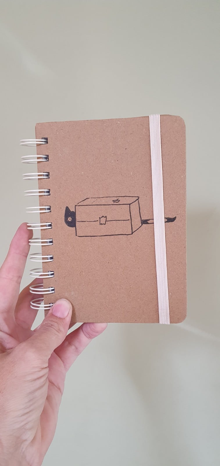 notiiteboekje, dagboek gelinieerd, met originele kattentekening (geen print)