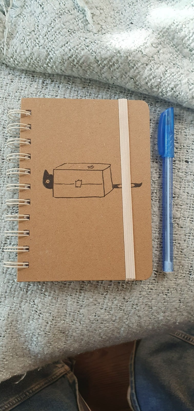 notiiteboekje, dagboek gelinieerd, met originele kattentekening (geen print)