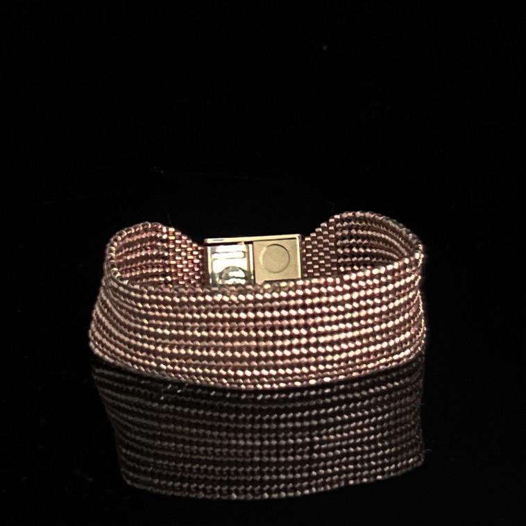 Miyuki beads armband | Roze metalic met verwisselbare magneetsluiting