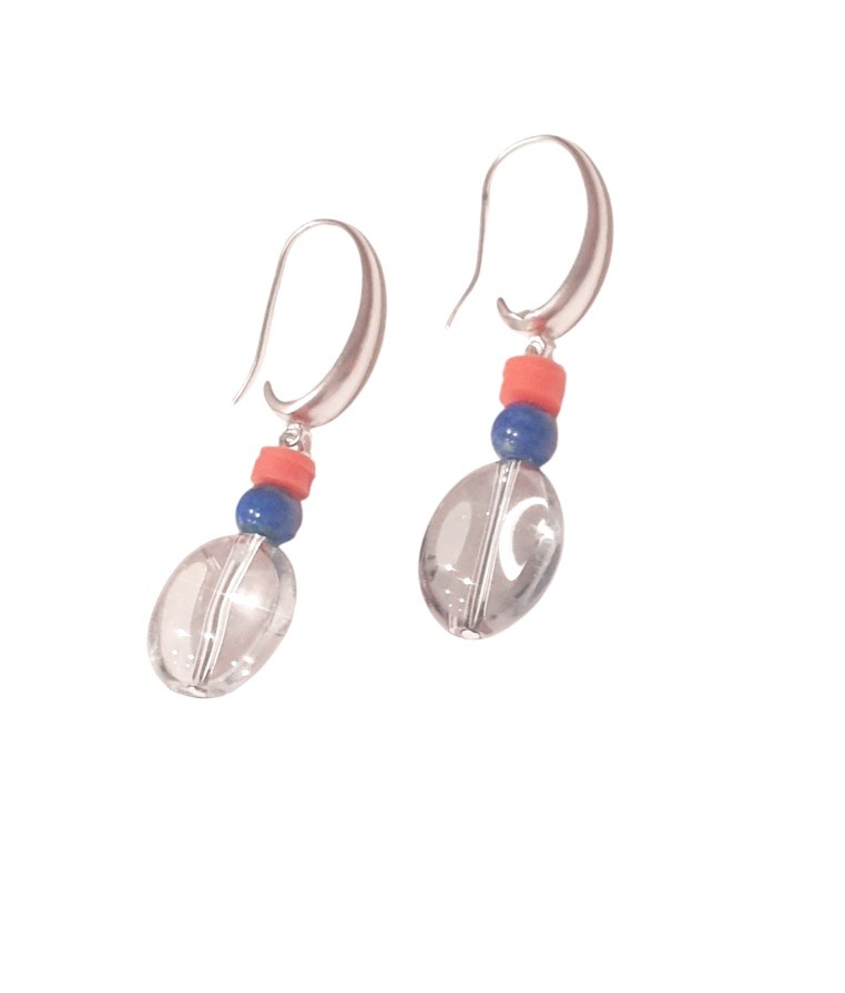 Glas en lapis lazuli oorbellen