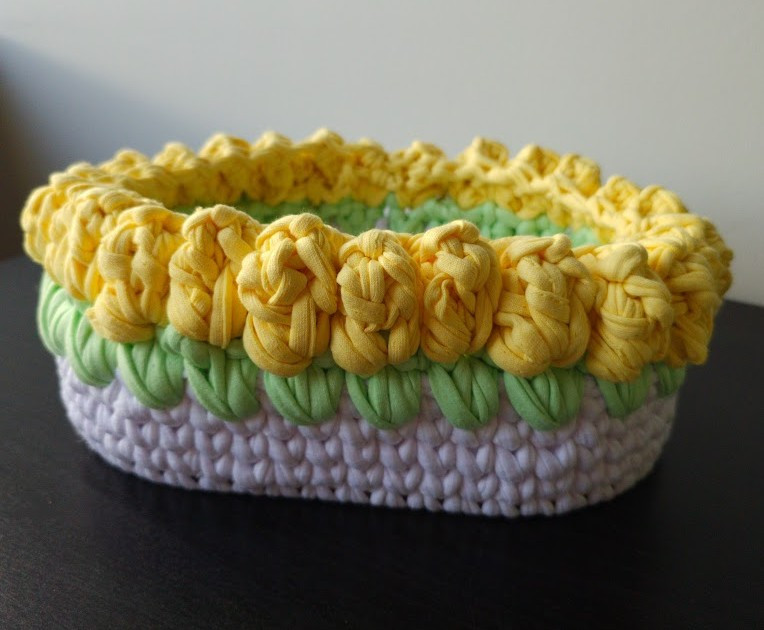 Set van 2 gele gehaakte mandjes | Babykamer opbergset - 150642 Set van 2 gele gehaakte mandjes | Babykamer opbergset