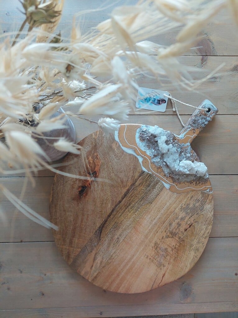 Grote serveerplank goud en wit