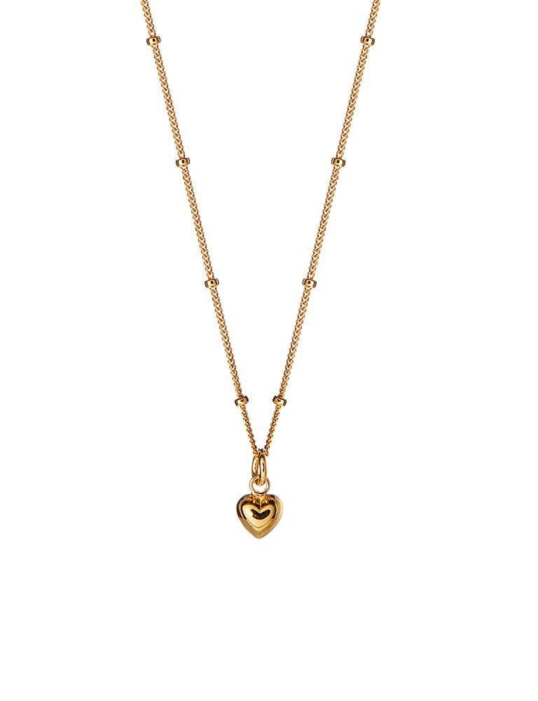 Gold Plated Necklace With Convex Heart - 3067.jpeg Gold Plated Necklace With Convex Heart