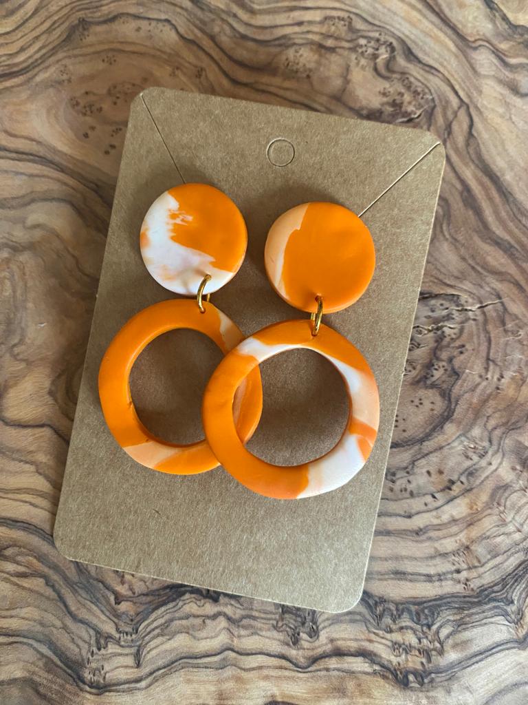 Earring | Hoop - orange - 10010.jpeg Oorbellen | Duo (rond) oranje