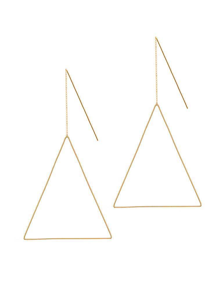 Gold Plated Hanging Earring With Big Triangle