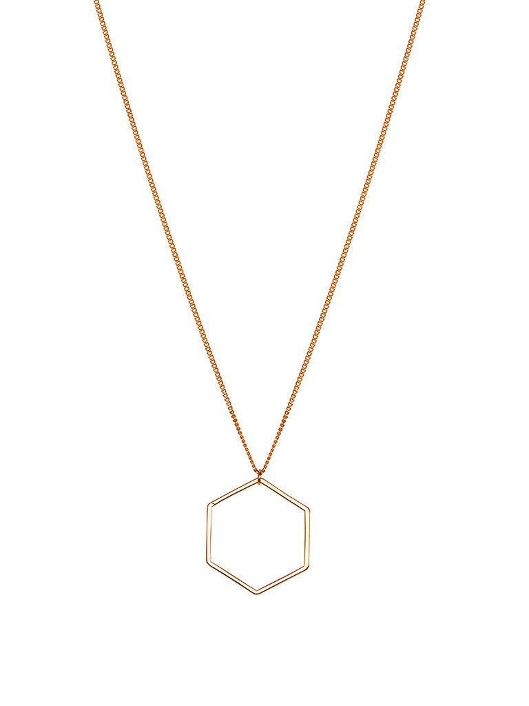 Gold Plated Necklace Hexagon