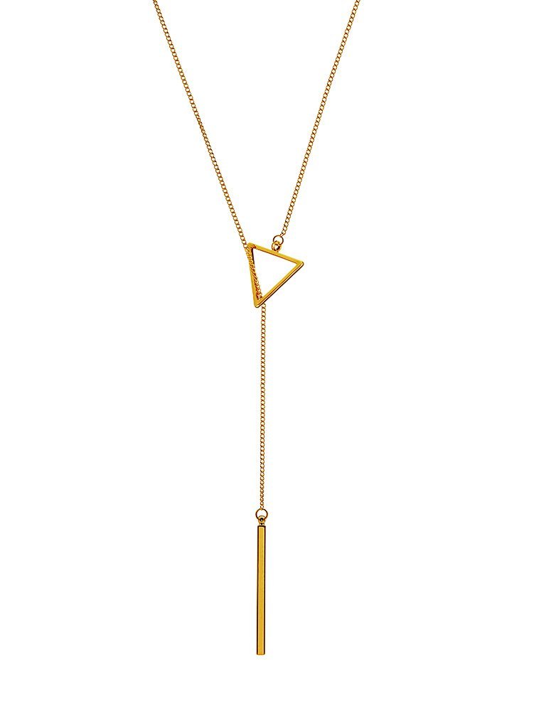 Gold Plated Necklace Triangle and Rod