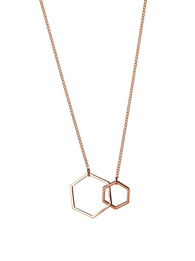 Rosé Gold Plated Necklace With Double Hexagon
