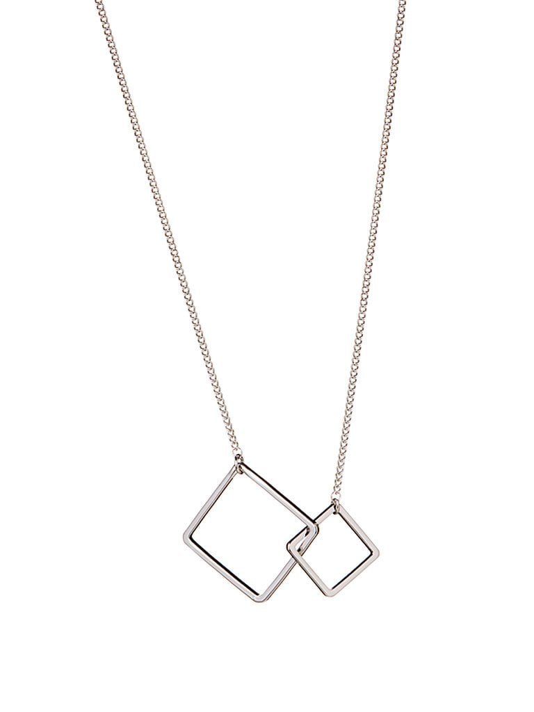 Silver Plated Necklace With Double Square - 3119.jpeg Silver Plated Necklace With Double Square