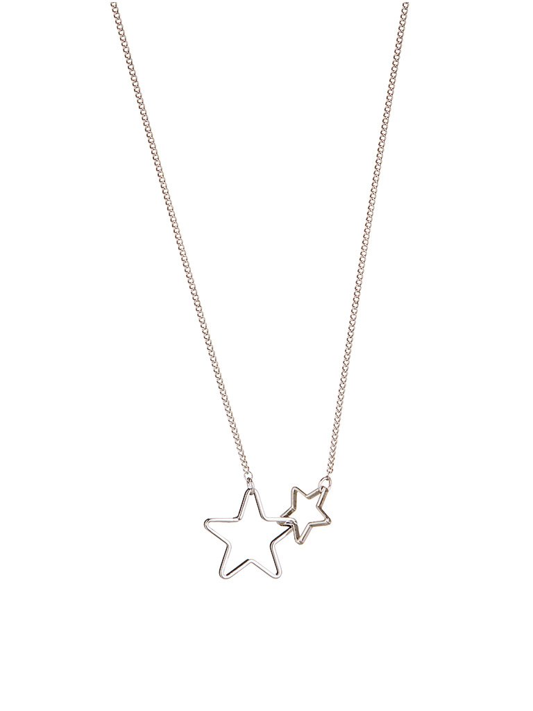 Silver Plated Necklace With Double Star