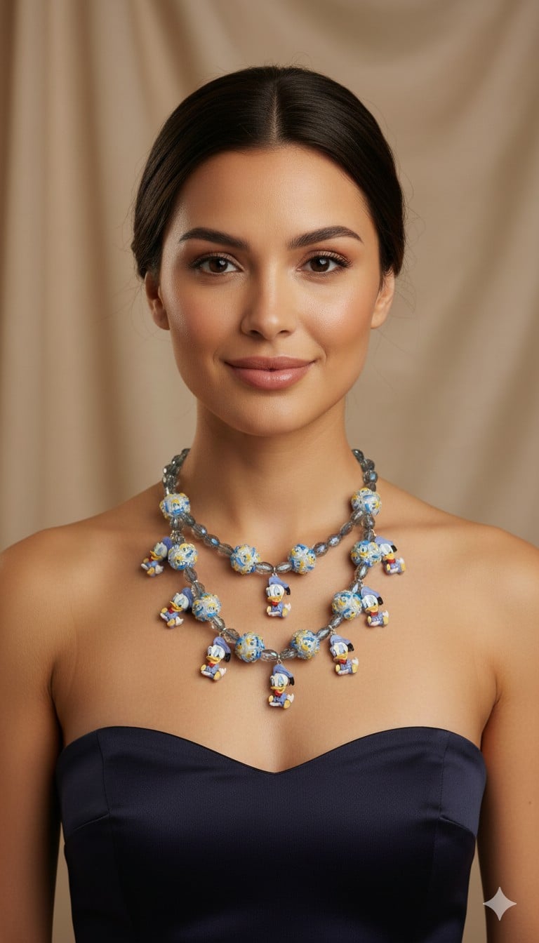 Schattige Donald Duck ketting met bijzondere kralen