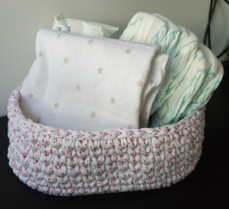 Set van 3 gestippelde gehaakte mandjes | Babykamer opbergset - 150625 Set van 3 gestippelde gehaakte mandjes | Babykamer opbergset