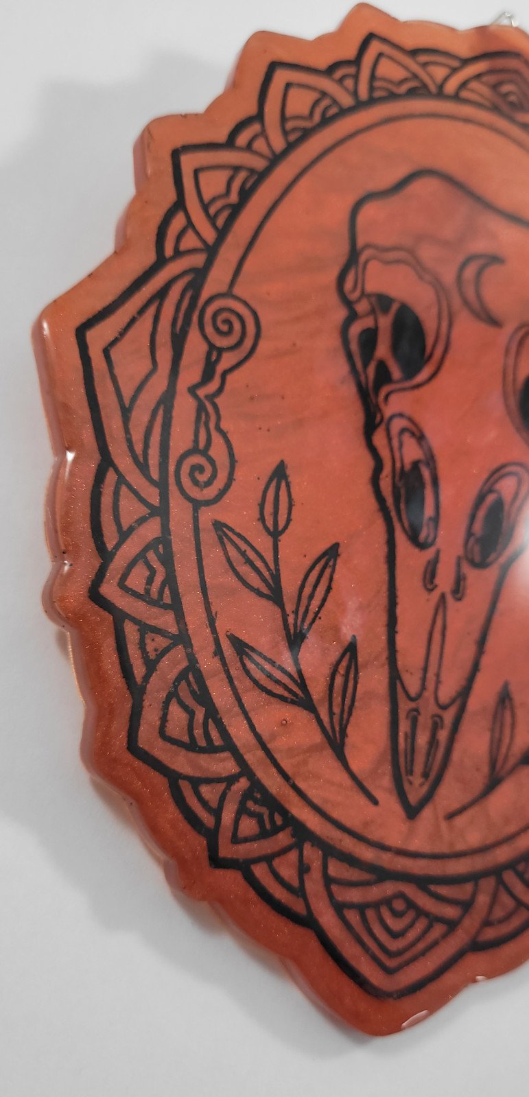 Vogel schedel muur decoratie rood