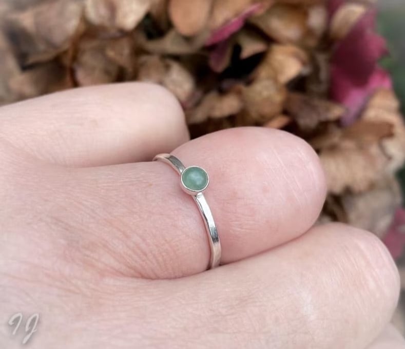 Handgemaakte Groene Aventurijn Ring van Sterling Zilver ✨💚
