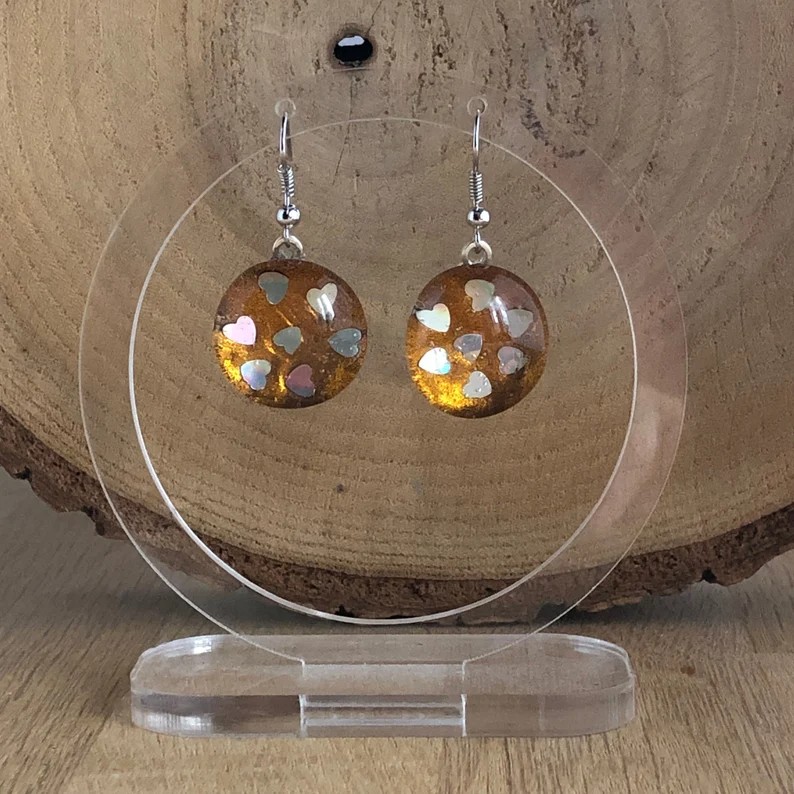 Oorbellen van beschilderd glas voor valentijns dag