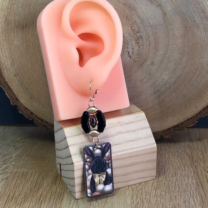 Konijnen oorbellen met paasei component van kralen voor Pasen - 69006.jpeg Konijnen oorbellen met paasei component van kralen voor Pasen