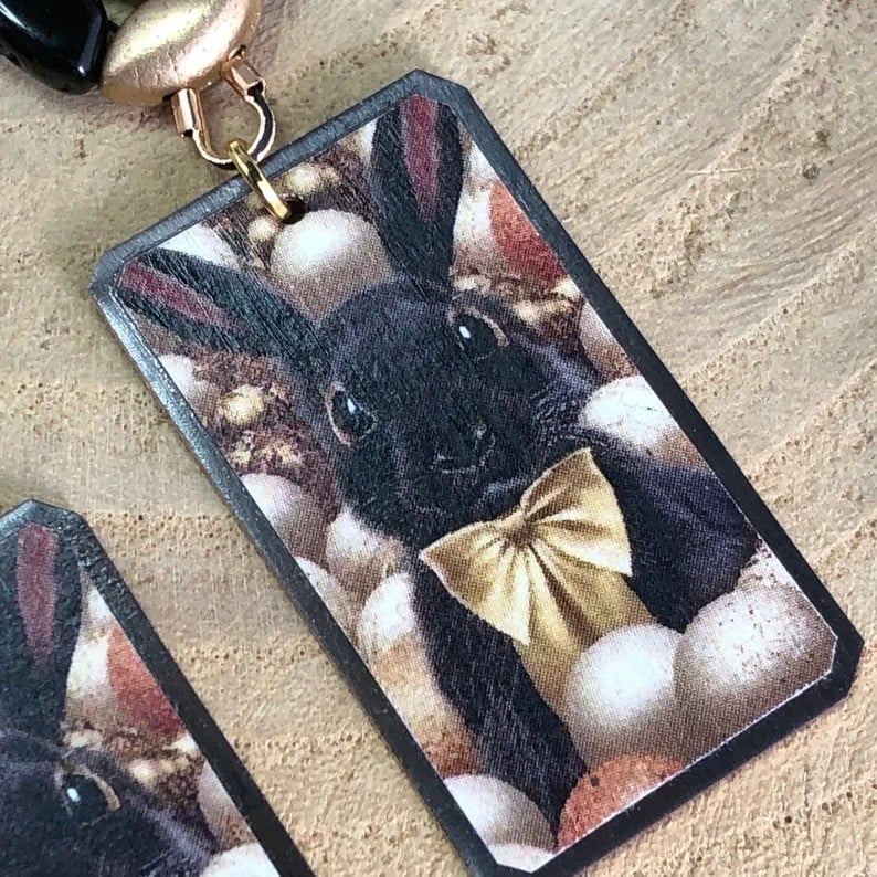 Konijnen oorbellen met paasei component van kralen voor Pasen - 69010.jpeg Konijnen oorbellen met paasei component van kralen voor Pasen