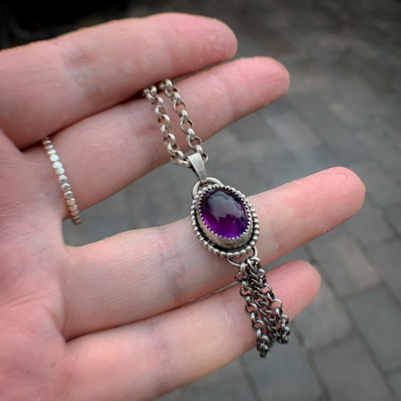 Amethist Droom ✨ Handgemaakte Sterling Zilveren Hanger - 127738 Amethist Droom ✨ Handgemaakte Sterling Zilveren Hanger