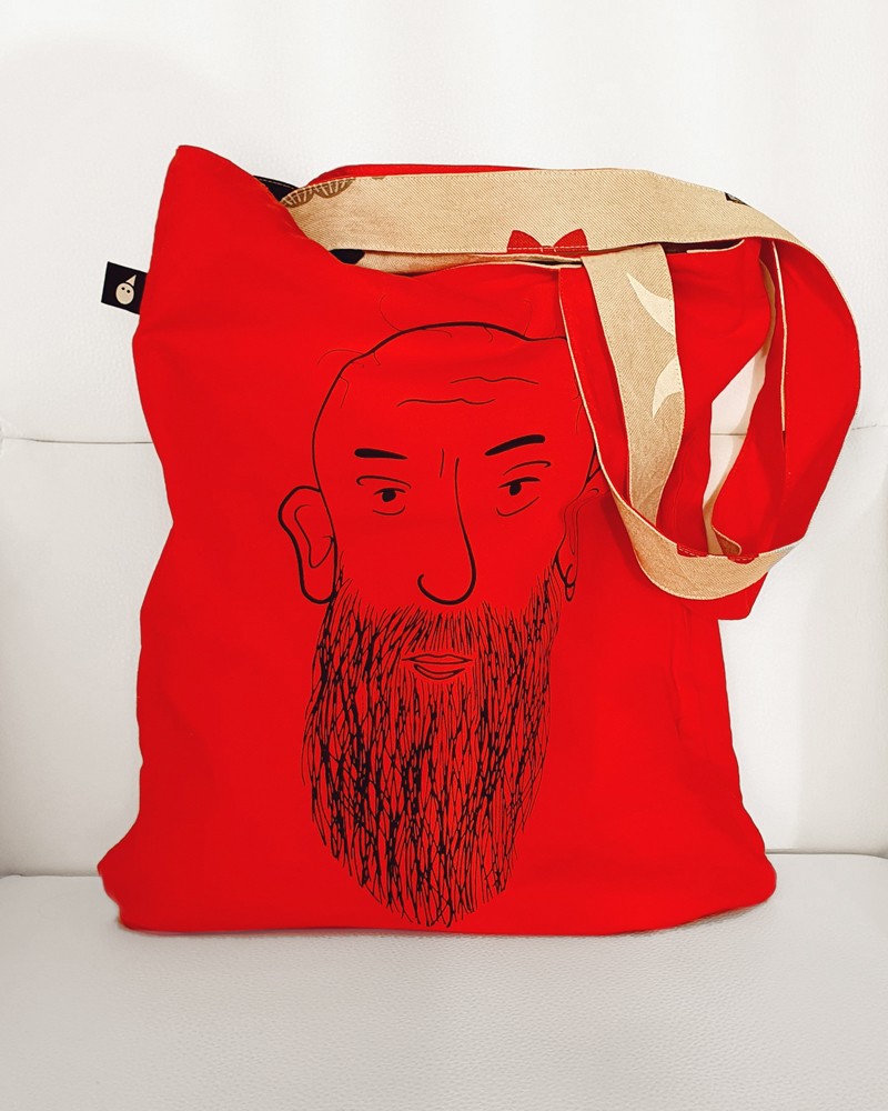 Dubbelzijdige tas met baard en kam design, 'Beard and Moustache' tote… - 139424 Dubbelzijdige tas met baard en kam design, 'Beard and Moustache' tote bag