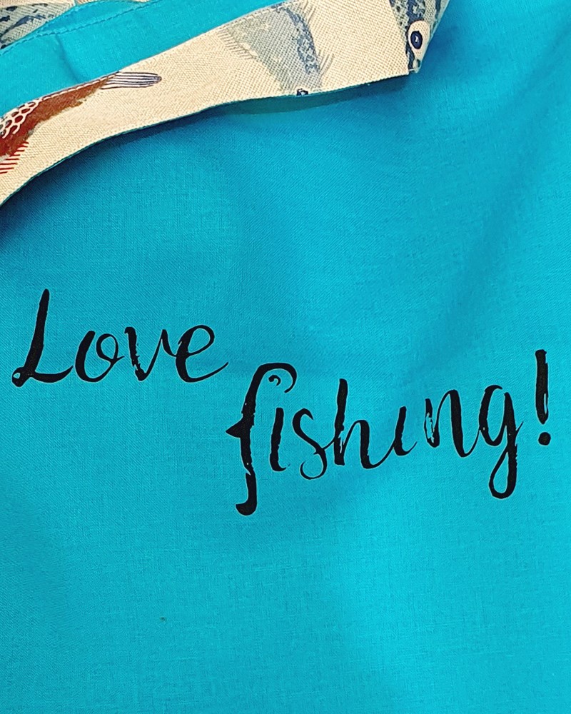 Dubbelzijdige tas met vis en vissen design, 'Love Fishing' tote bag - 139408 Dubbelzijdige tas met vis en vissen design, 'Love Fishing' tote bag