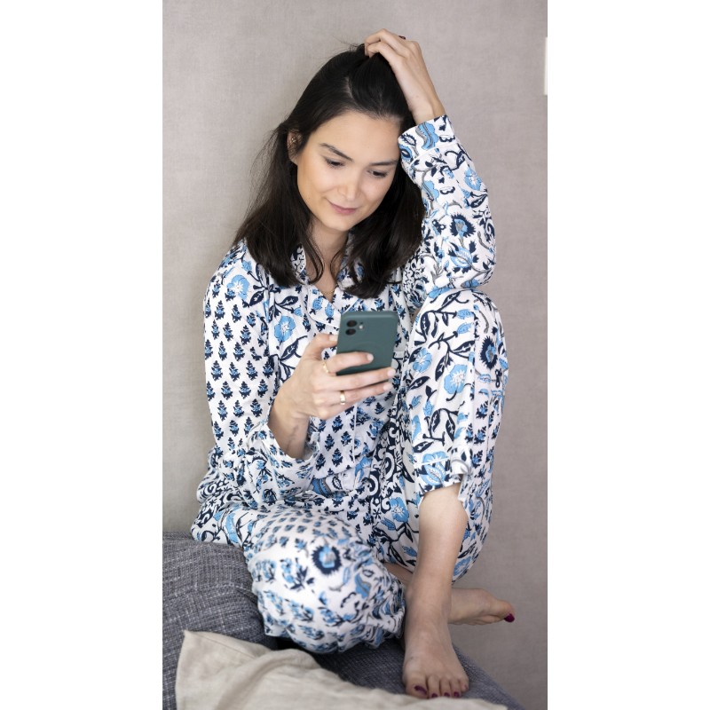Blue Multipattern Pyjama - 58473.jpeg Blue Multipattern Pyjama
