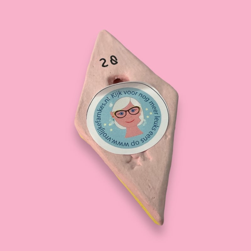 Geel/roze spekkie van keramiek - 96320 Geel/roze spekkie van keramiek