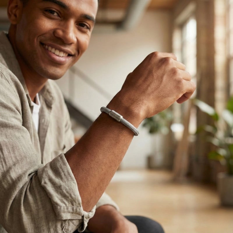 Wyre. | armband | lichtgrijs | magneetsluiting | 8mm