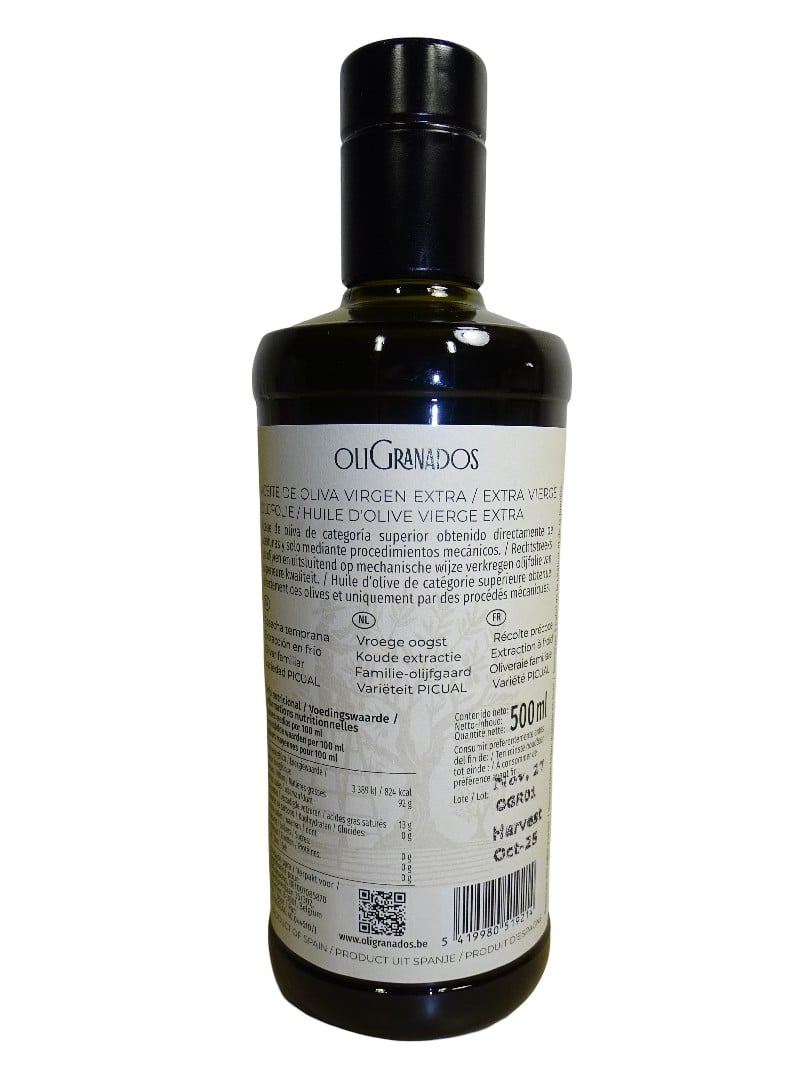 NIEUWE OOGST Nov 2025 – Extra Vierge Olijfolie van Onze Onze Familie Olijfboomgaard, Vroege Oogst, Koude Extractie, Picual-Variëteit, 500mL – Spaanse Olijfolie