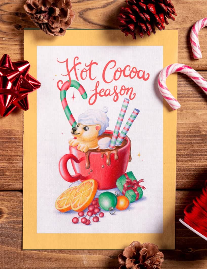 Hot cocoa season kerstkaart A6 - 156410 Hot cocoa season kerstkaart A6