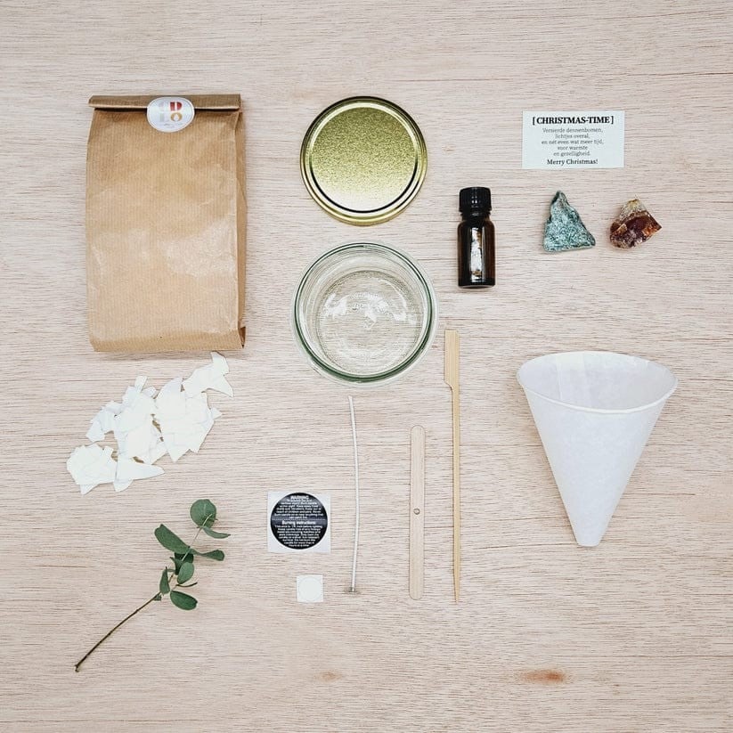 DIY pakket - Kaars met edelsteen en geurolie - Kerst