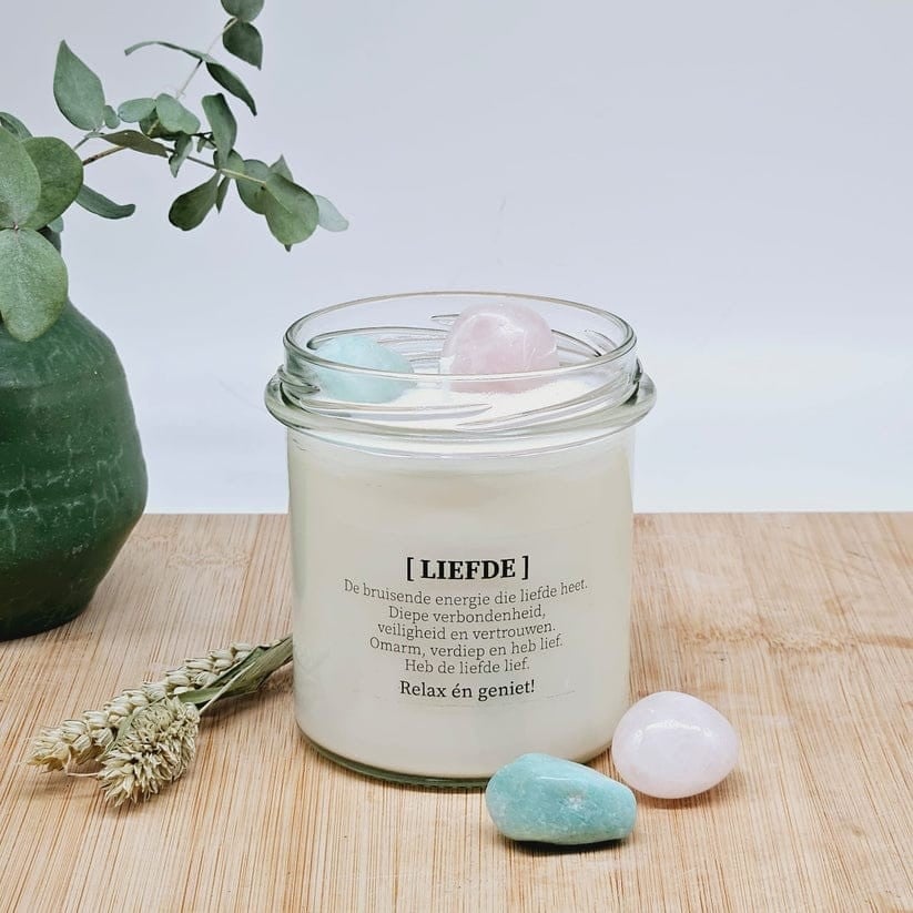 DIY pakket - Kaars met edelsteen en geurolie - Liefde