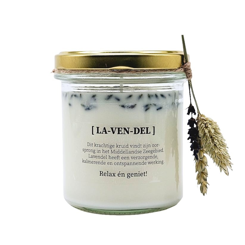 Geurkaars met bloemen - lavendel - 64583.jpeg Geurkaars met bloemen - lavendel