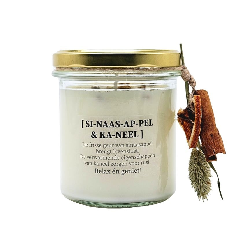 Geurkaars met droogbloemen - sinaasappel en kaneel
