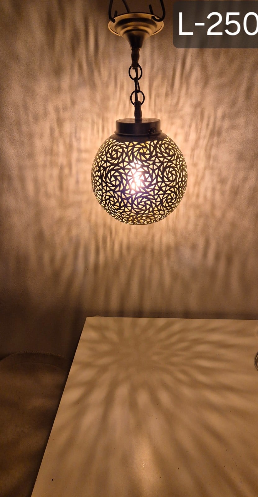 Handmade Moroccan Brass Pendant Light, Lotus Leaf Design, Art Deco Vintage Gold Patina, E27 Bulb & Cable, Unique Boho Home Decor Gift