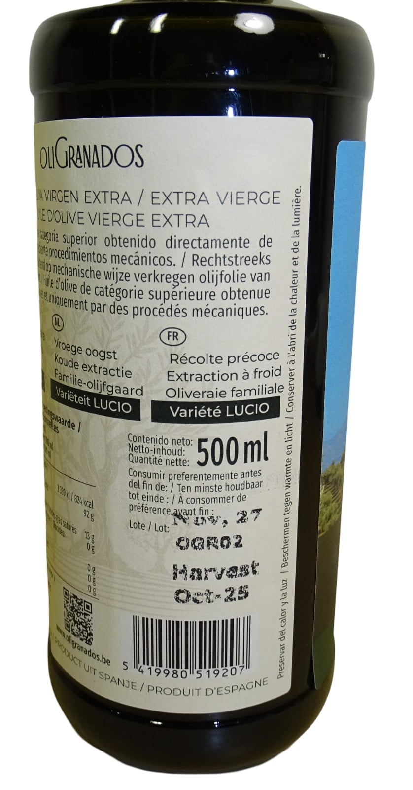 NIEUWE OOGST Nov 2025 – Extra Vierge Olijfolie van Onze Onze Familie Olijfboomgaard, Vroege Oogst, Koude Extractie, Lucio-Variëteit, 500mL – Spaanse Olijfolie