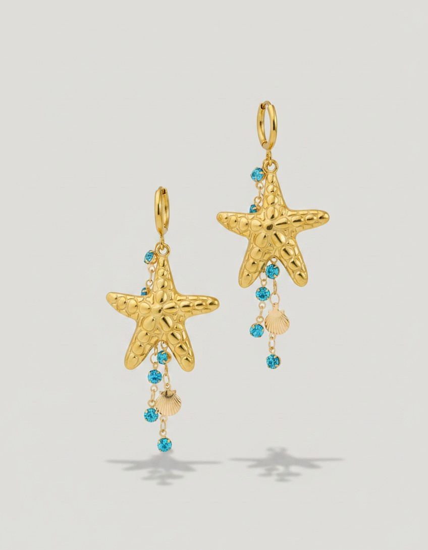 Big Starfish oorbellen stainless steel