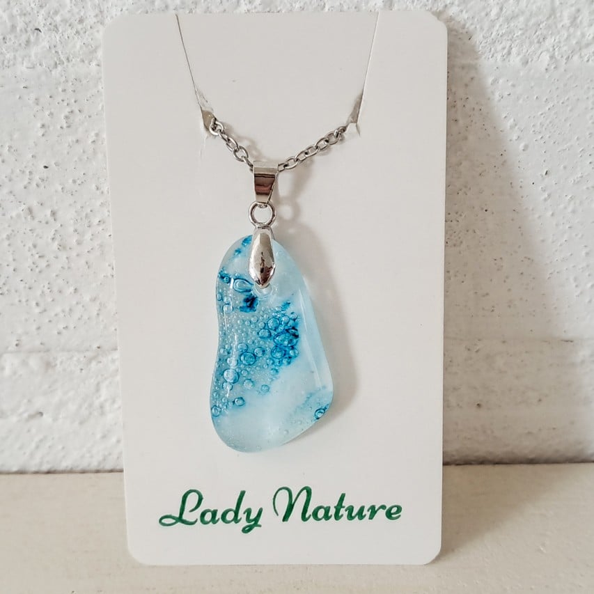 Ocaan golf hangerketting: handgemaakte turkoois glazen waterdruppelsi… - 154265 Ocaan golf hangerketting: handgemaakte turkoois glazen waterdruppelsieraden, op zee geïnspireerde glazen hanger.